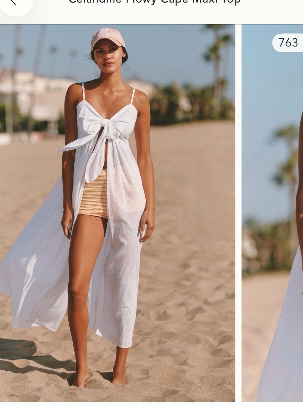 Anthro White Tie-Front Top/ Cover Up with Spaghetti Straps